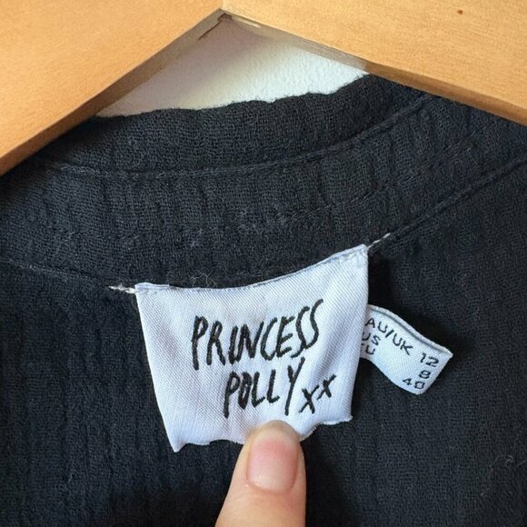 Princess Polly Vixen Short Romper Gauze 100% Cotton Playsuit Black Size 8 - Picture 8 of 11